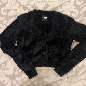 Katie J NYC - fuzzy cardigan sweater - size youth Medium